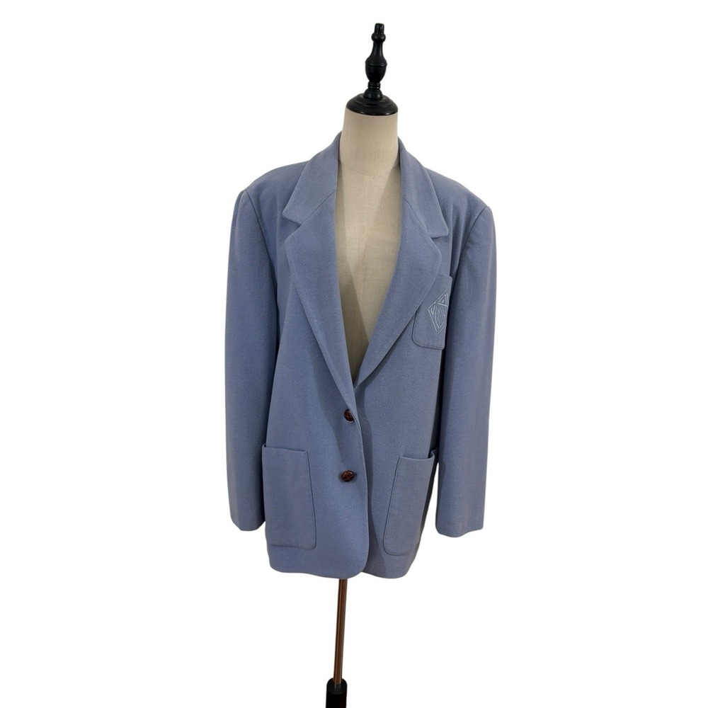 Talbots Wool Cashmere Coat Light Blue Button Front Sz‎ 14 Winter Holiday Relaxed